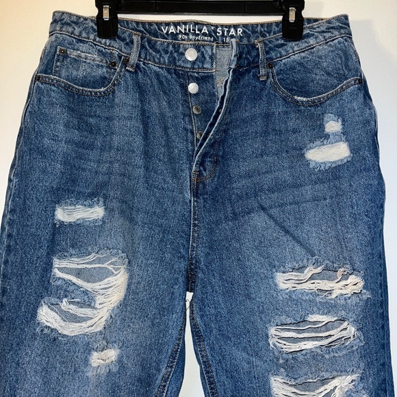 90s Boyfriend Ripped Jeans sz 15 All Button Relaxed Vanilla Star - Picture 9 of 11